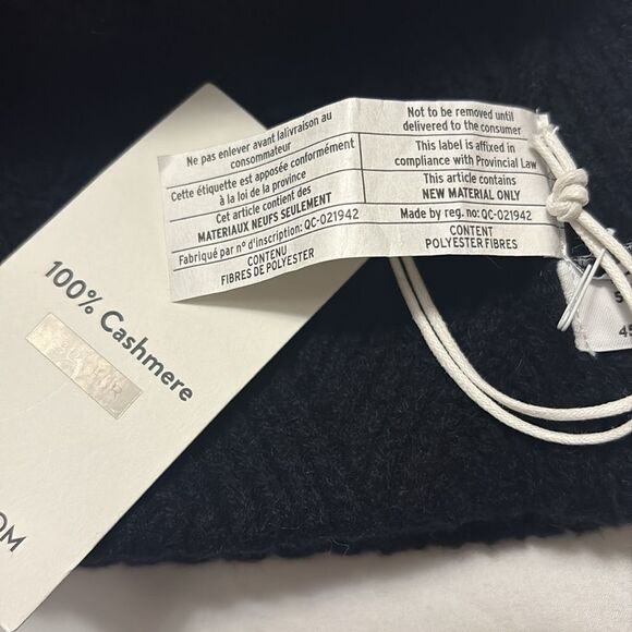 Nordstrom Faux Fur Cashmere Pompom Beanie, Black, 100% Cashmere NWT - Picture 5 of 5